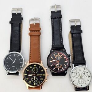 Men's Black and Brown Watch Set